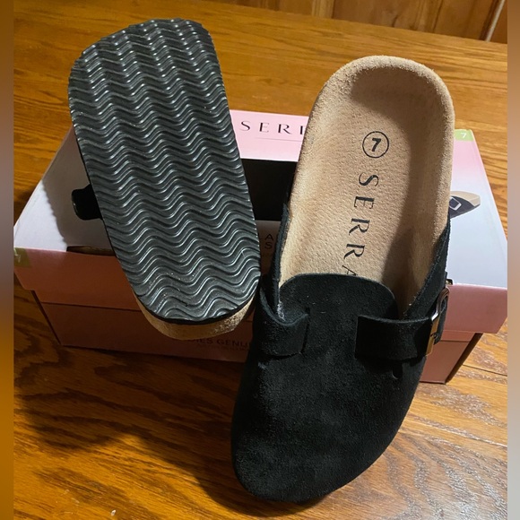 Serra Black Suede Clogs - Picture 1 of 6